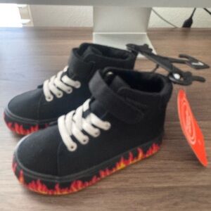 Black Kids Shoes with Flame Design
